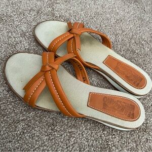 Salvatore Ferragamo Orange Leather Sandals Slide
